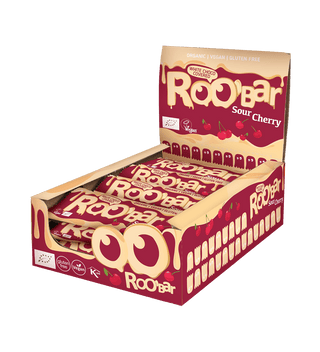 Roobar Schoko-Riegel Bio Riegel mit weißer Schokolade und Sauerkirsche