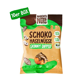 Naughty Nuts Nüsse mit Schokoladenüberzug Bio Schoko-Haselnüsse (skinny dipped) - 10er Box