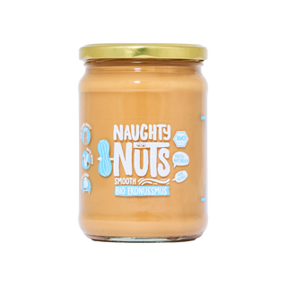 Bio Erdnussmus Smooth im 500g Glas mit goldfarbenem Deckel