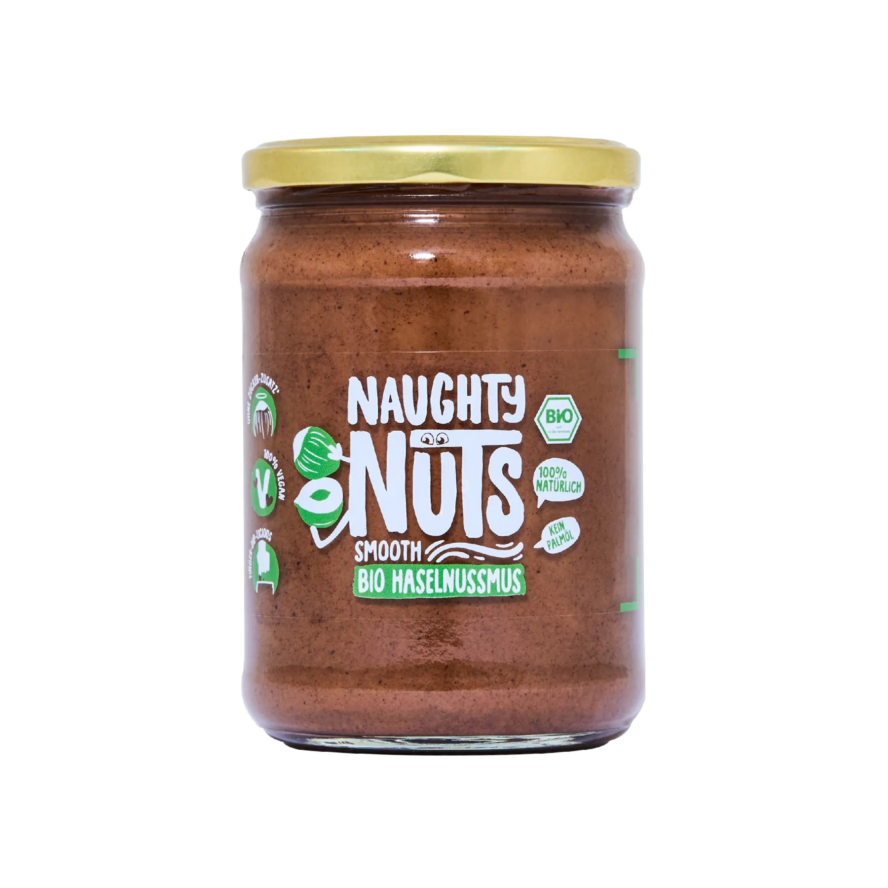 Glas mit Bio Haselnussmus Smooth von Naughty Nuts