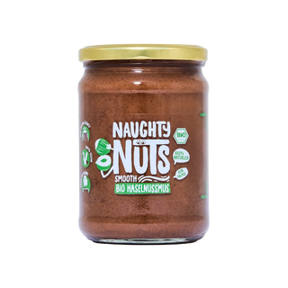 Glas mit Bio Haselnussmus Smooth von Naughty Nuts